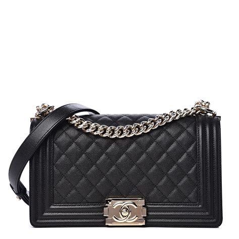 chanel black caviar medium boy bag|BOY CHANEL .